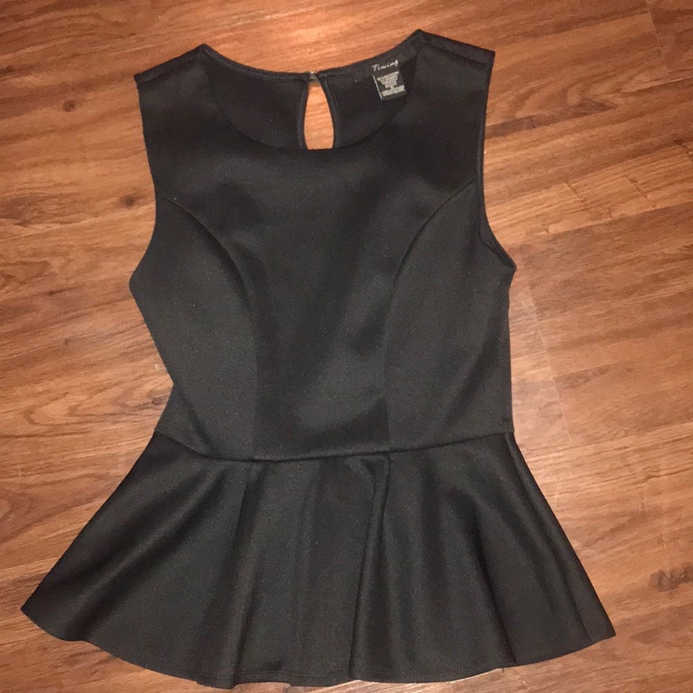 Black peplum polyester top size S